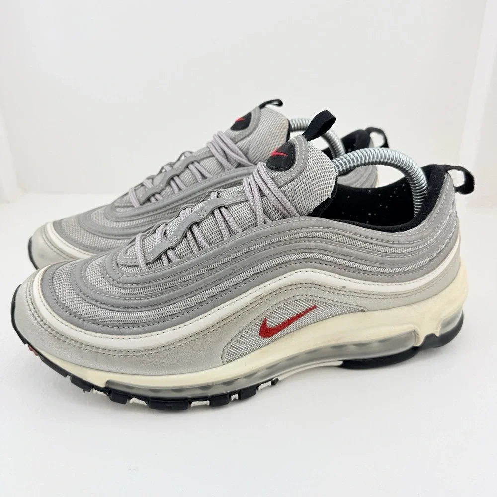 Nike Air Max 97 Silver Grey Red 844421-001 Mens 8.5 UK 7.5 EU 42 Sneakers